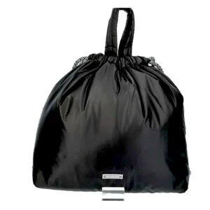 Wildfox Puffy Drawstring Backpack Black Quilted Gym Travel Bag NEW